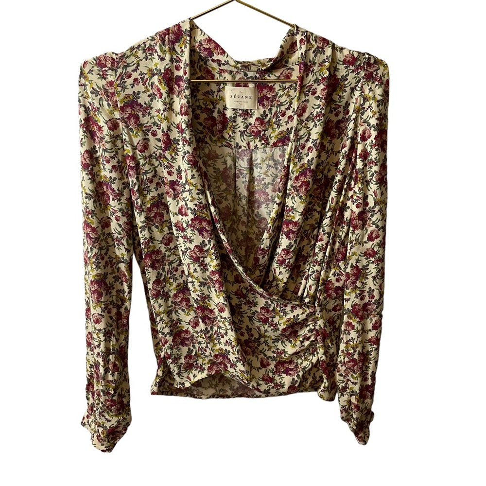 Sezane Abelia Floral Wrap Blouse Size 6